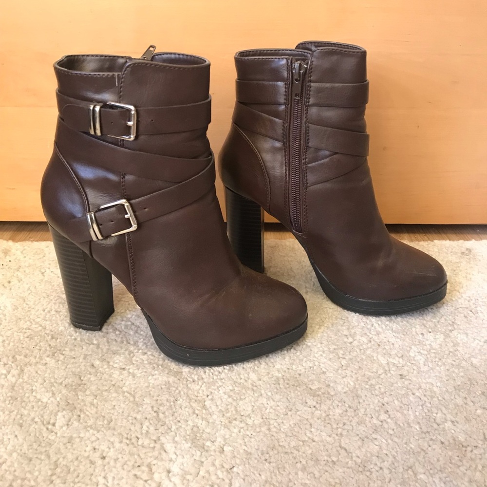 Chocolate brown booties.